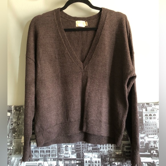 Nation LTD Sweaters - Nation LTD Brown V Neck Sweater Alpaca Cotton Blend